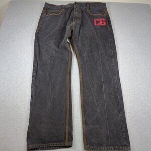 Coogi Jeans Mens 42x34 (Actual 40x32) Black Embroidered Baggy Hip Hop Y2K